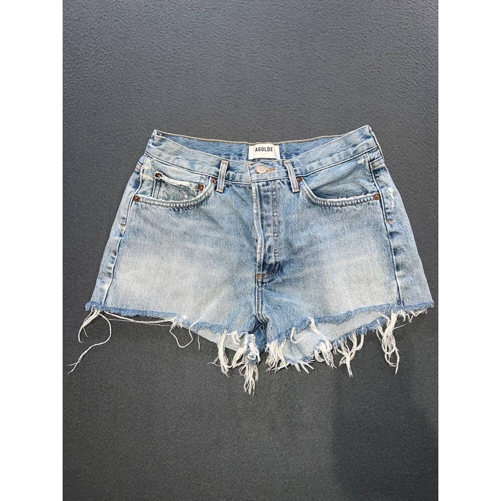 Agolde Sz 27 Blue Parker Y2K Vintage Cut Off Short Distressed Button Fly A010092 - Picture 2 of 9